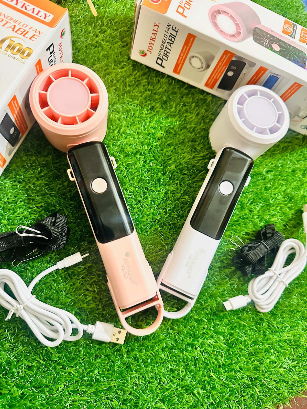 JOYKALY YG-755 পোর্টেবল হ্যান্ডহেল্ড ফ্যান – ১০০ স্পিড কন্ট্রোল ডিজিটাল ডিসপ্লে রিচার্জেবল মিনি ফ্যান