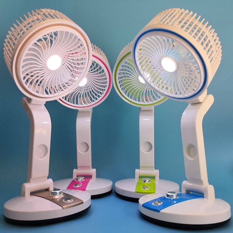 Portable Mini Desk Fan with LED Light – Foldable Table LR Fan